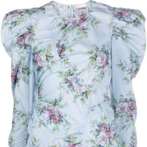 GANNI gorgeous powder blue feminine blouse NWT